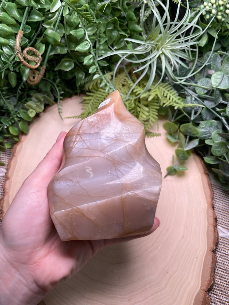 Peach Moonstone Flame detail view by Copper Ashes