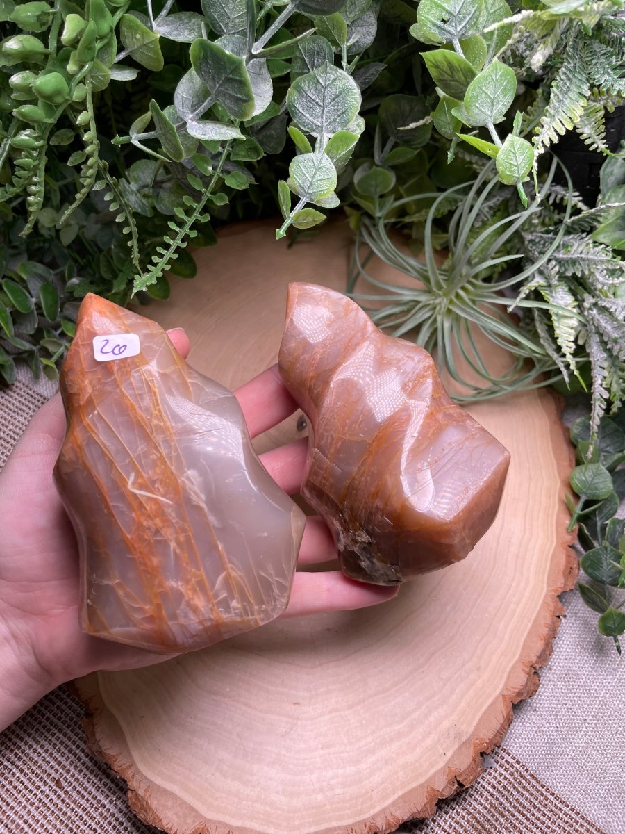 Peach Moonstone Flame detail view by Copper Ashes