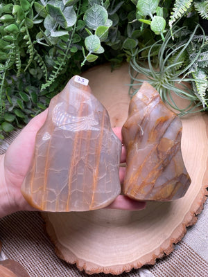 Peach Moonstone Flame detail view by Copper Ashes