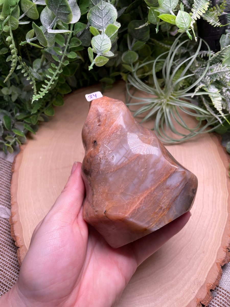 Peach Moonstone Flame detail view by Copper Ashes