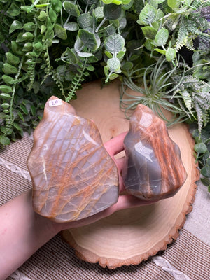 Peach Moonstone Flame detail view by Copper Ashes