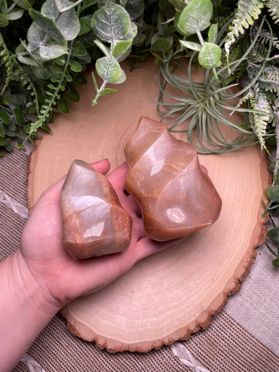 Peach Moonstone Flame detail view by Copper Ashes