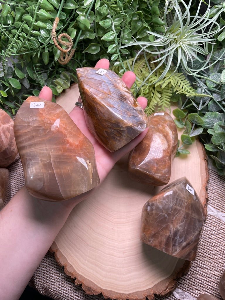 Peach Moonstone Flame detail view by Copper Ashes