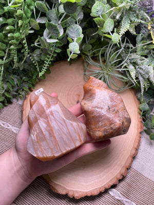 Peach Moonstone Flame detail view by Copper Ashes