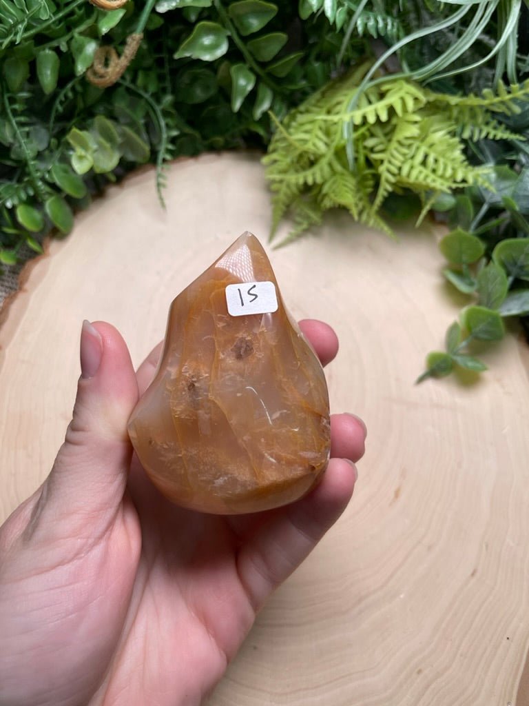 Peach Moonstone Flame detail view by Copper Ashes