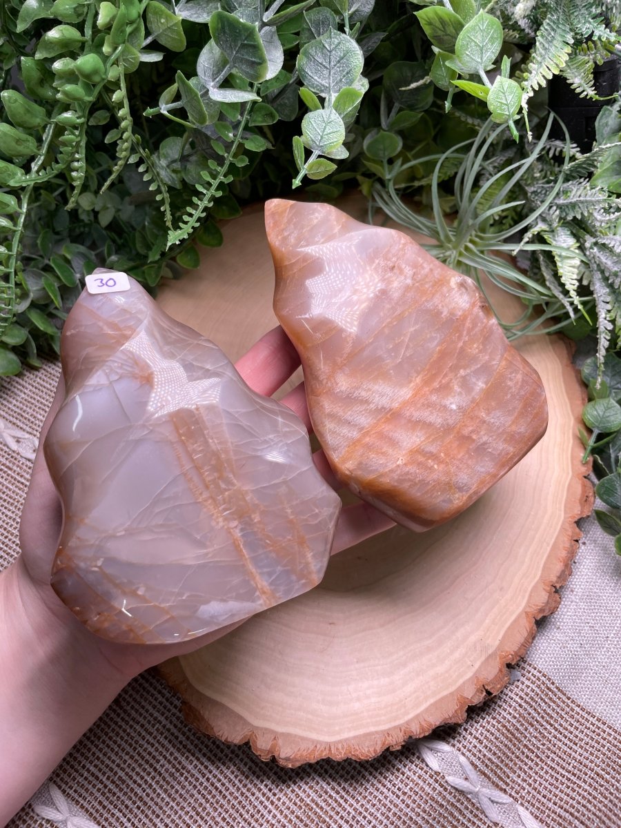 Peach Moonstone Flame detail view by Copper Ashes