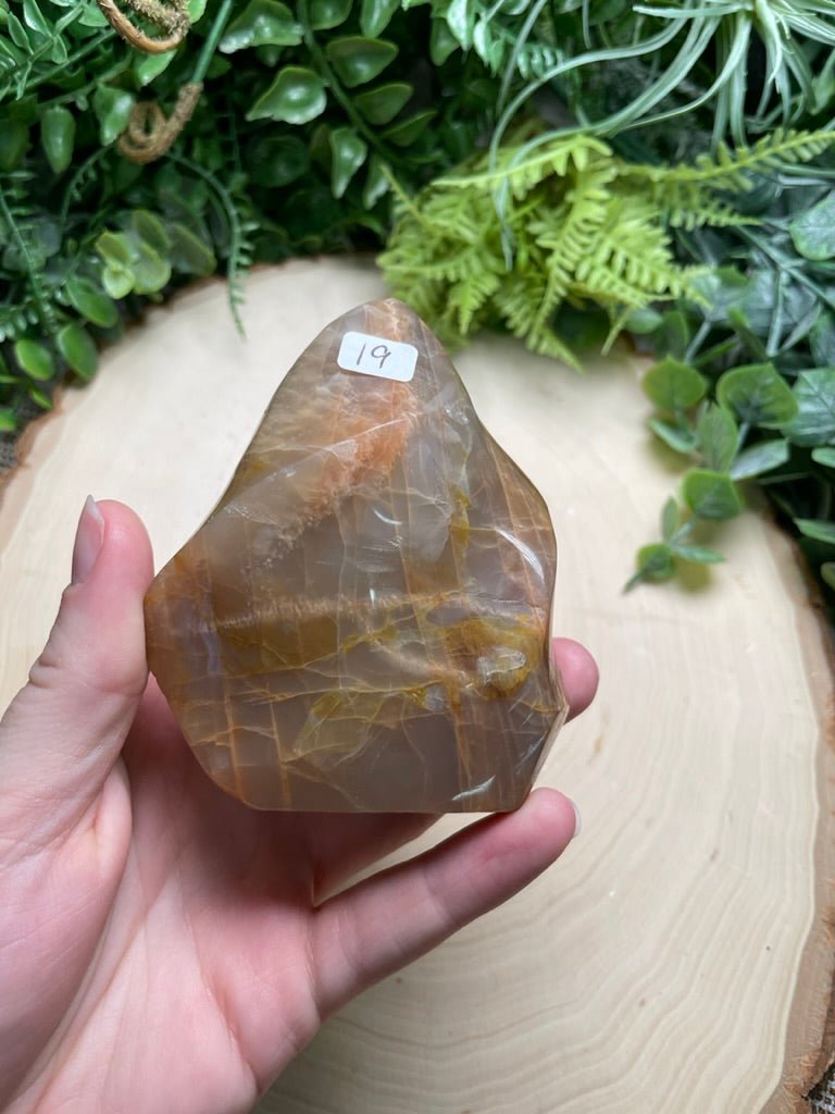 Peach Moonstone Flame detail view by Copper Ashes