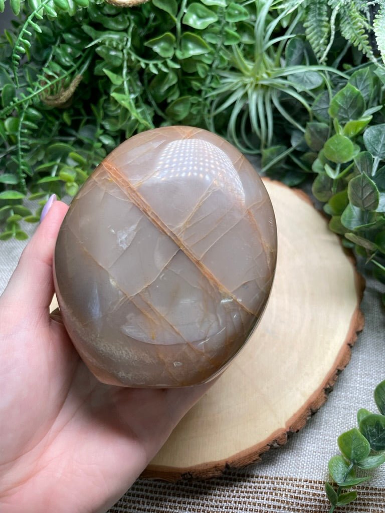 Peach Moonstone Freeform detail view by Copper Ashes