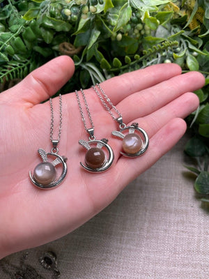 Peach Moonstone Necklace by Copper Ashes