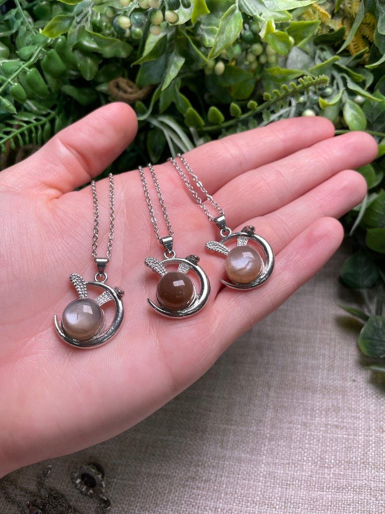 Peach Moonstone Necklace by Copper Ashes