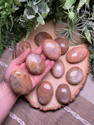 Peach Moonstone Palm stone by Copper Ashes