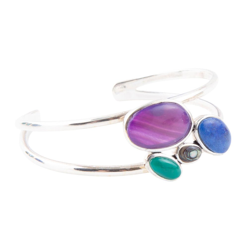 Peacock Multi-Stone and Sterling Silver Cuff Bracelet by Barse Jewelry