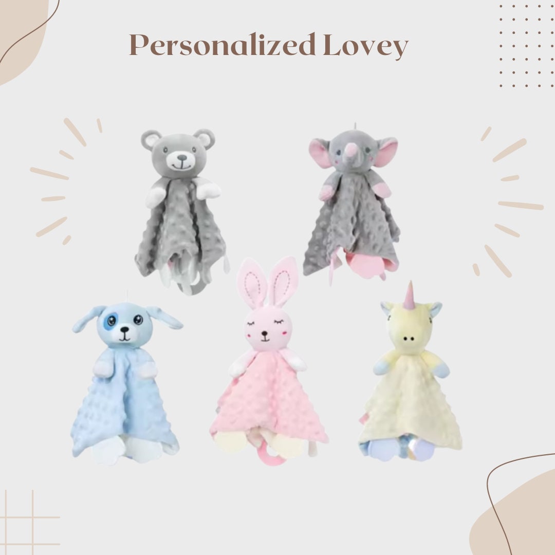Personalized Baby Lovey detail view by EverLee Creations