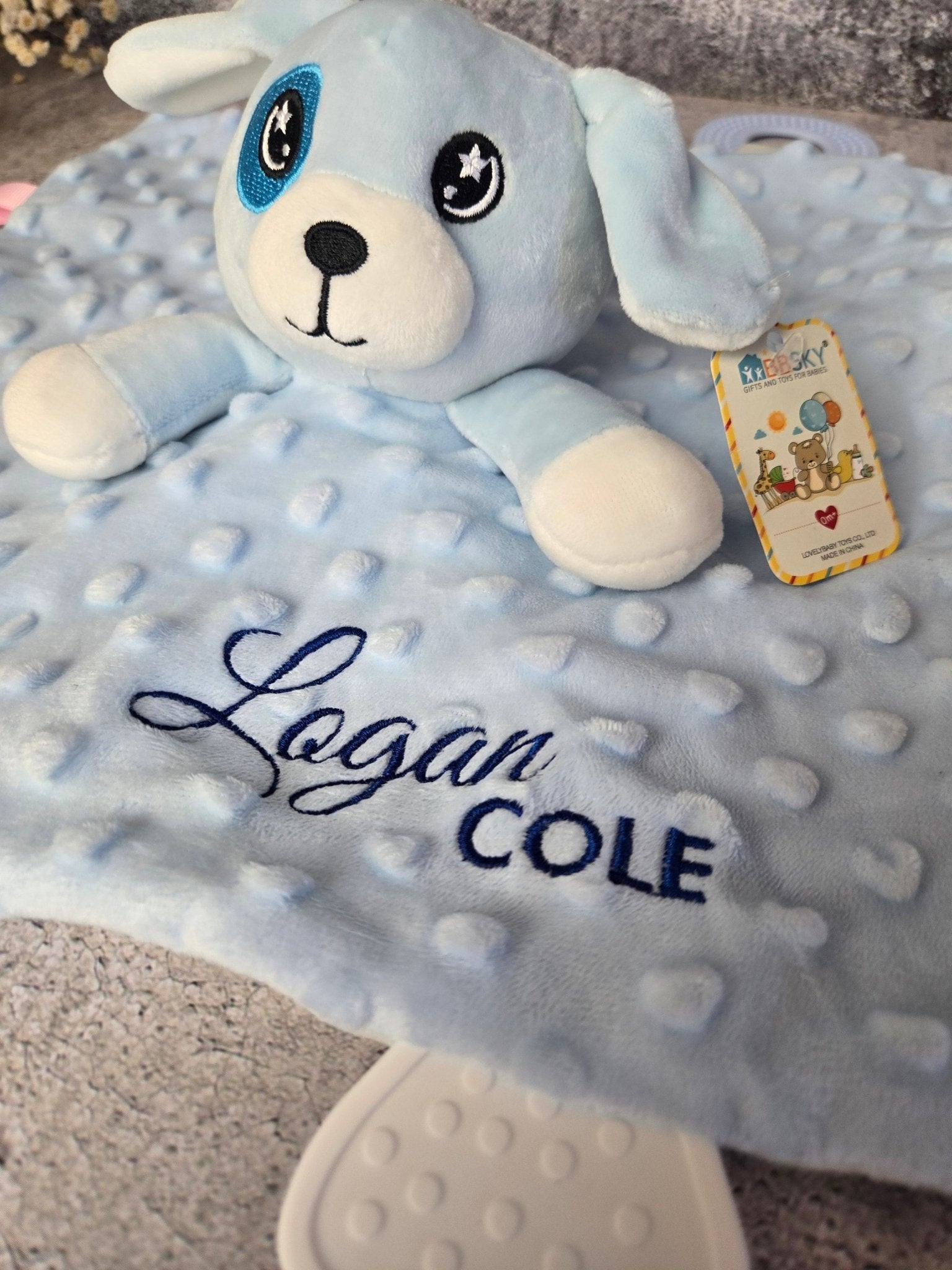 Personalized Baby Lovey detail view by EverLee Creations