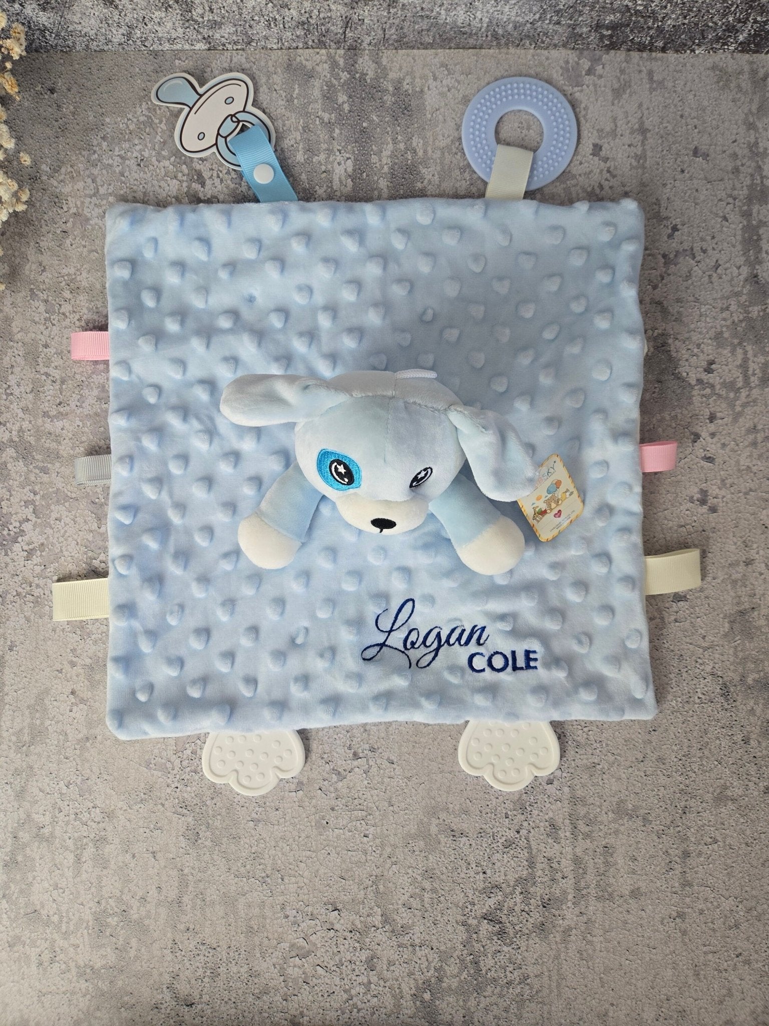 Personalized Baby Lovey detail view by EverLee Creations