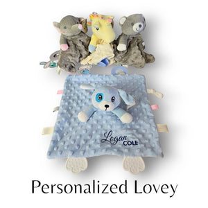 Personalized Baby Lovey detail view by EverLee Creations