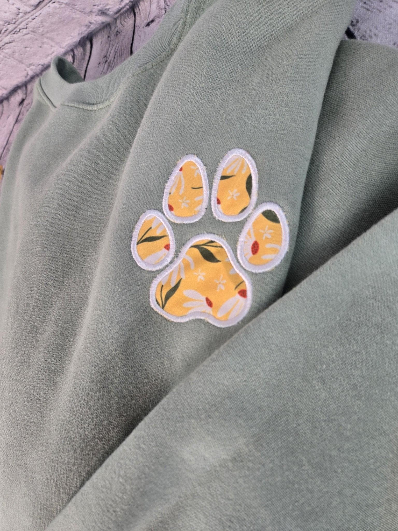 Personalized Dog Bandana With Matching Paw Print Sweatshirt detail view by EverLee Creations