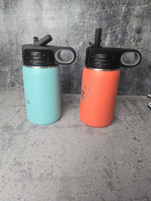 Personalized Kids Water Bottle with Straw detail view by EverLee Creations