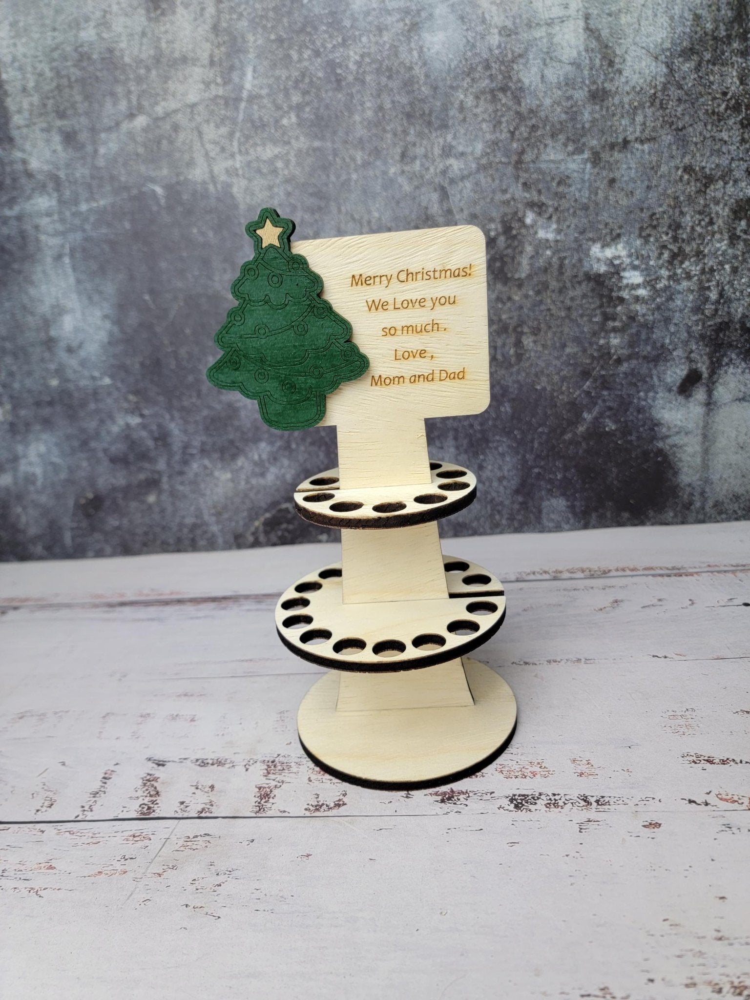 Personalized Tiered Christmas Money Cake detail view by EverLee Creations
