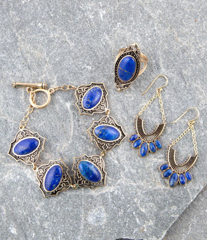 Phantom Lapis Toggle Bracelet detail view by Barse Jewelry
