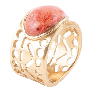 Pharoah Orange Sponge Coral and Golden Bronze Ring by Barse Jewelry
