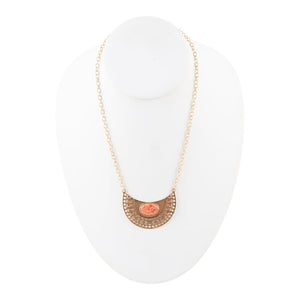 Pharoah Orange Sponge Coral Pendant and Golden Bronze Necklace detail view by Barse Jewelry