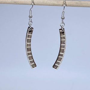 Curved Piano Keyboard Wooden Earrings | Musician Instrument Jewelry by Cate's Concepts, LLC, handmade jewelry detail photo 2