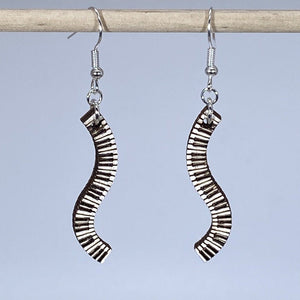 Piano Keyboard Wooden Earrings | Musician Instrument Jewelry detail view by Cate's Concepts, LLC