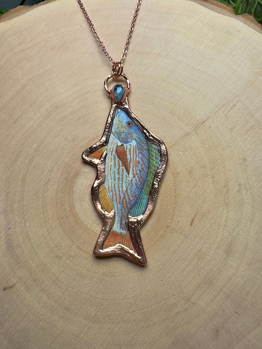 Pigfish and Moonstone Necklace by Copper Ashes