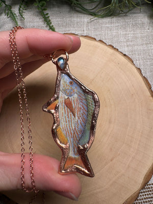 Pigfish and Moonstone Necklace detail view by Copper Ashes