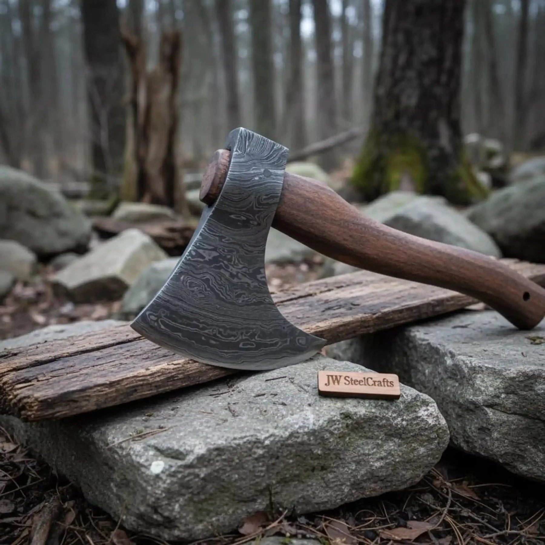 Handmade Damascus Steel Tomahawk Axe – Hand Forged Bearded Hatchet with Curved Hardwood Handle for Camping and Bushcraft | JW SteelCrafts by JW SteelCrafts, Southern lifestyle