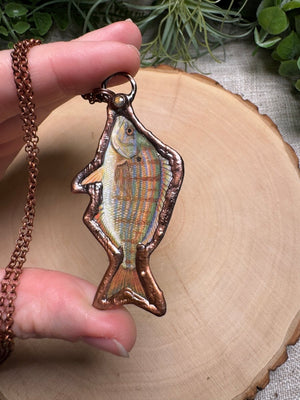 Pinfish and Labradorite Necklace detail view by Copper Ashes