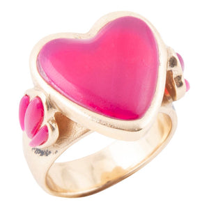 Pink Agate Heart Golden Statement Ring by Barse Jewelry