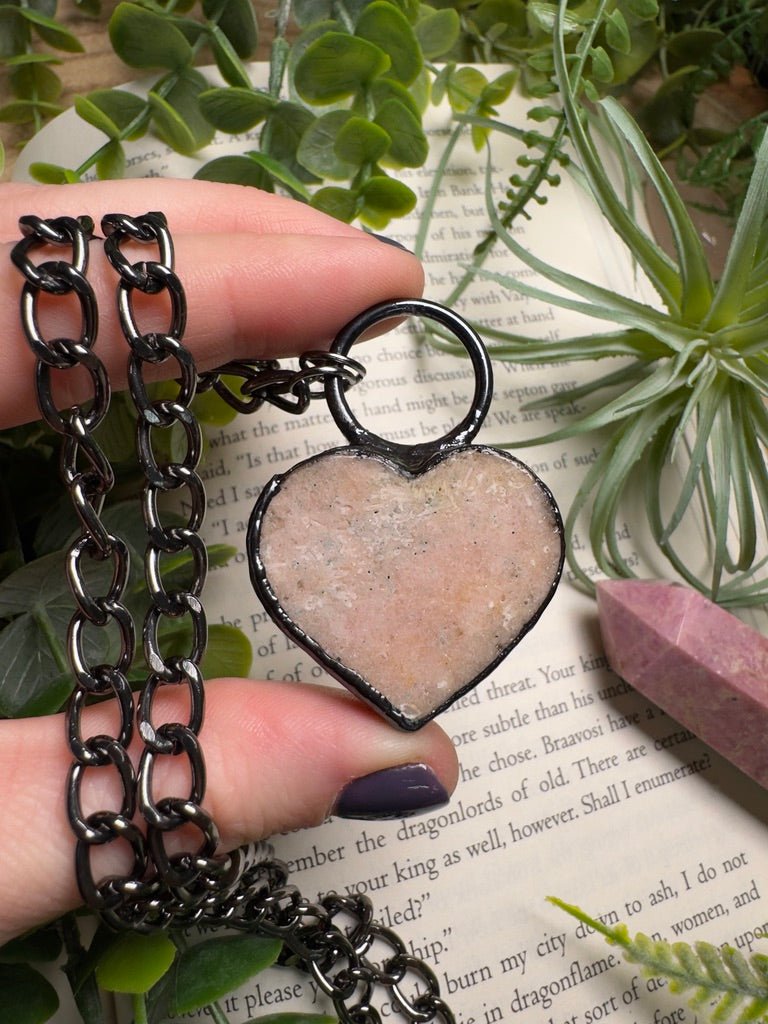 Pink Amethyst Heart Necklace by Copper Ashes