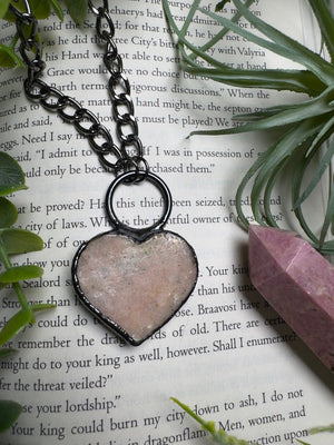 Pink Amethyst Heart Necklace detail view by Copper Ashes