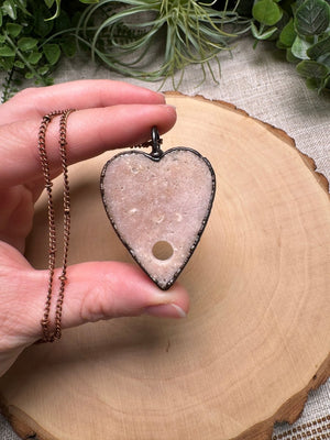 Pink Amethyst Planchette Necklace detail view by Copper Ashes