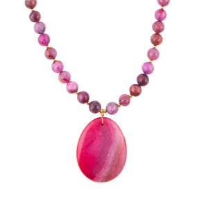 Pink Magenta Dreams Agate Slab Pendant Necklace by Barse Jewelry