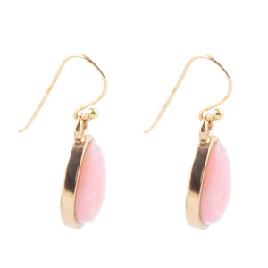 Pink Opal Golden Drop Earrings detail view by Barse Jewelry