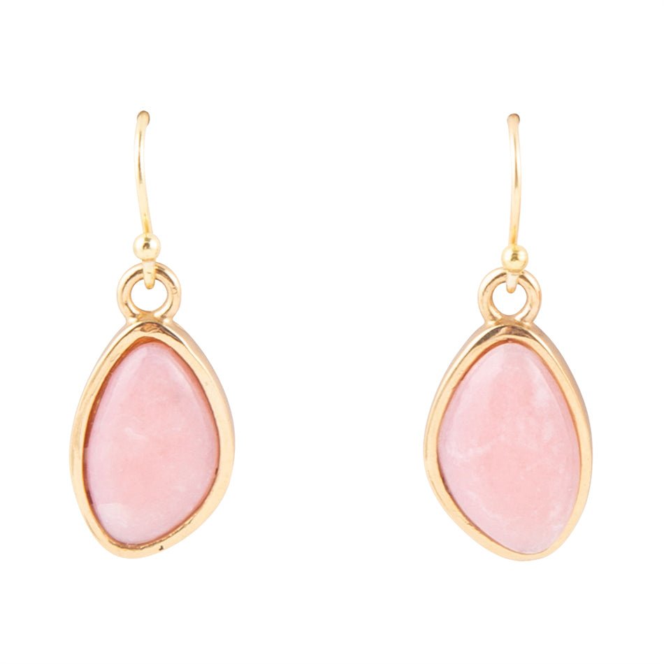 Pink Opal Golden Drop Earrings by Barse Jewelry