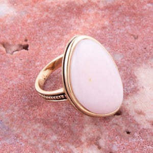 Pink Opal Golden Statement Ring detail view by Barse Jewelry