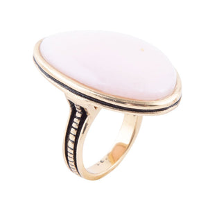 Pink Opal Golden Statement Ring detail view by Barse Jewelry