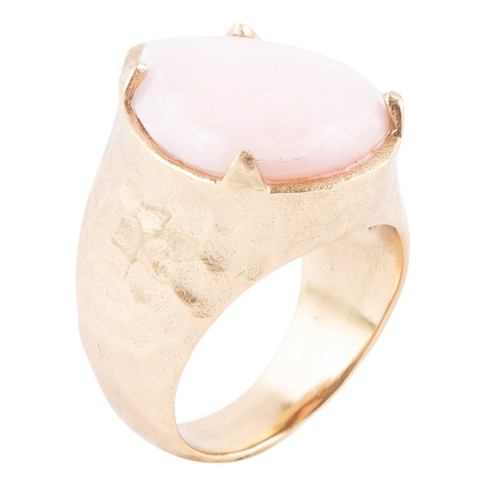 Pink Opal Golden Teardrop Ring by Barse Jewelry
