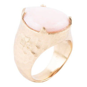 Pink Opal Golden Teardrop Ring by Barse Jewelry