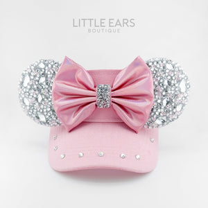 Pink & Silver Sparkle Visor by Little Ears Boutique, custom hat detail photo 2
