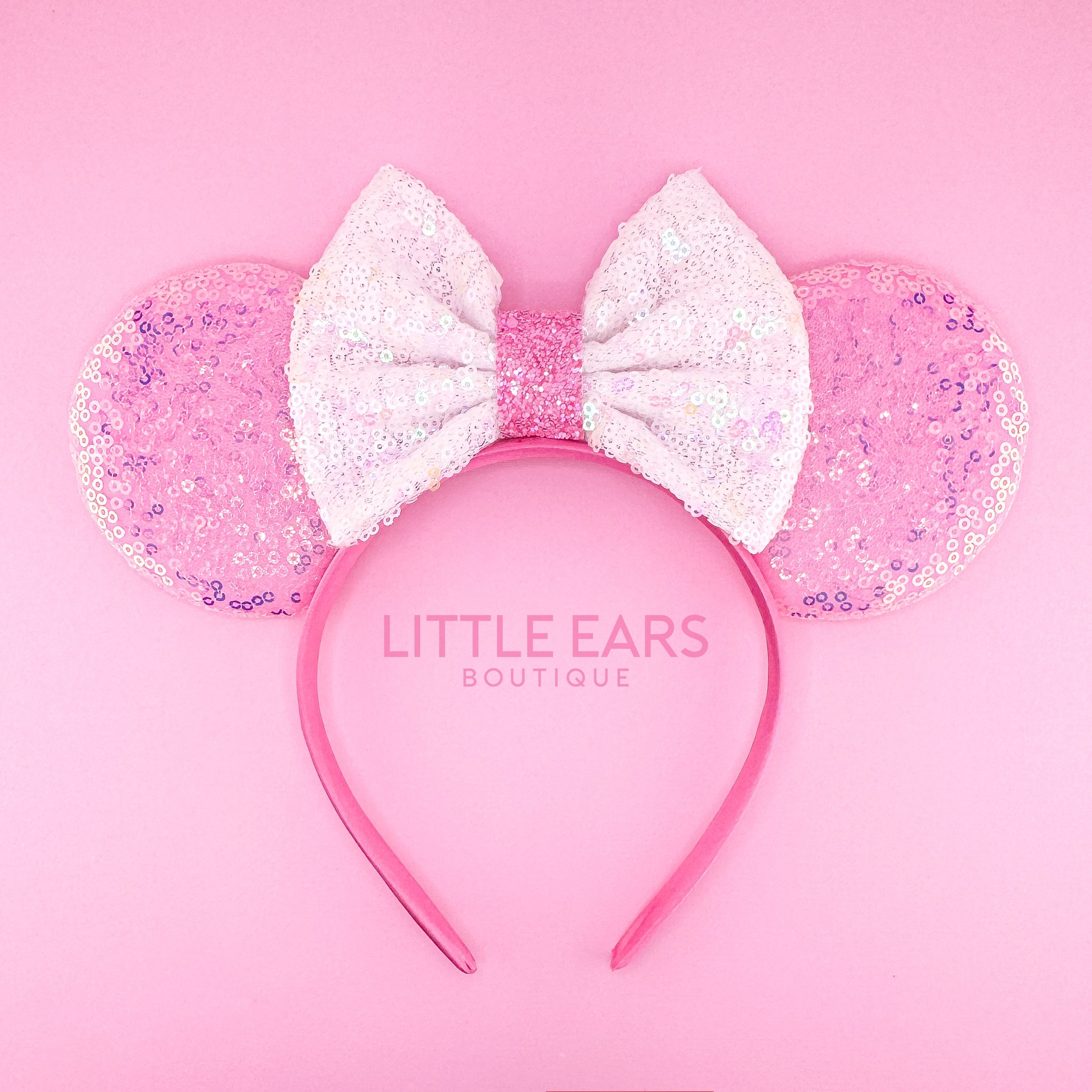 Pink & White Bow Iridescent Ears by Little Ears Boutique, scented candle main product photo