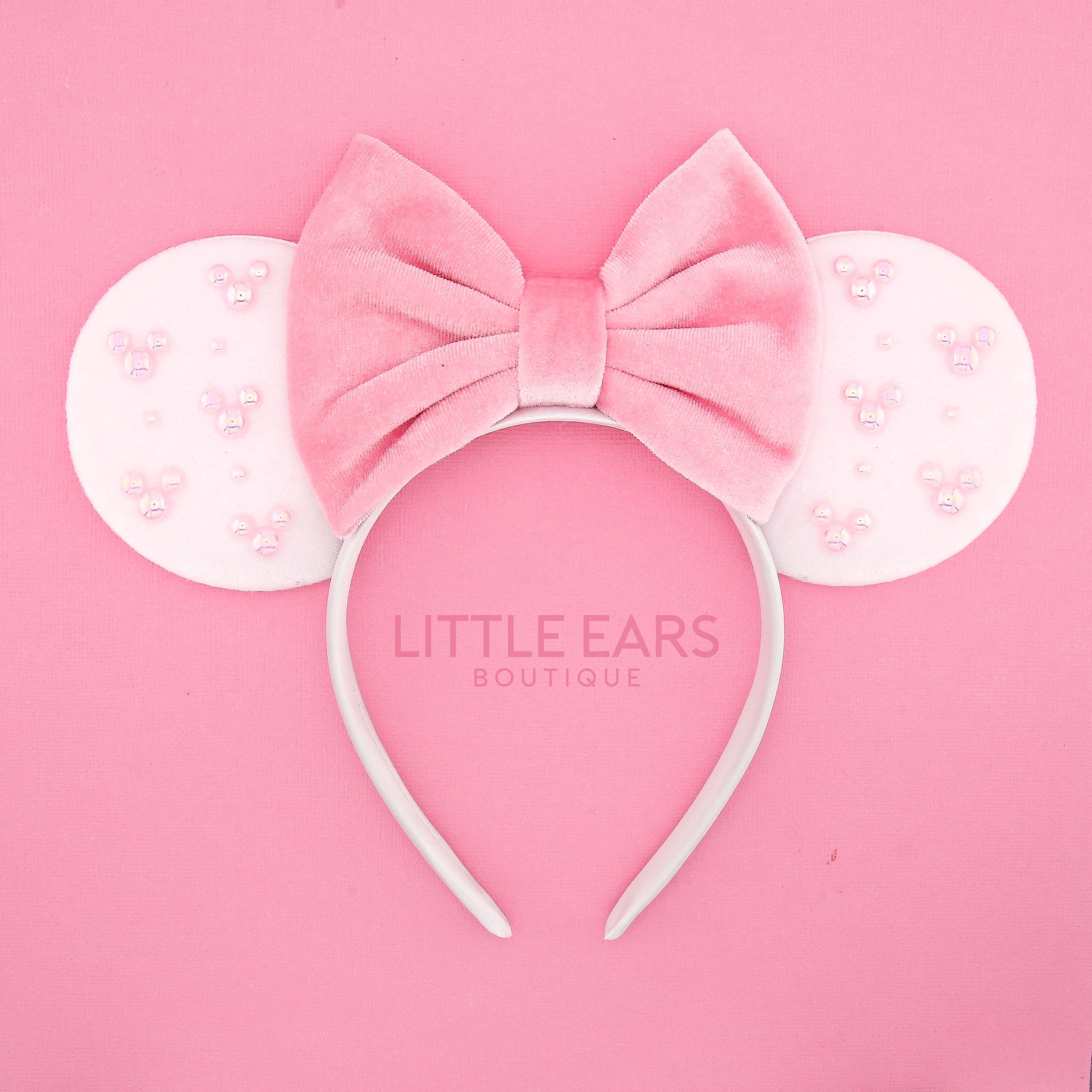 Pink & White Pearls Ears by Little Ears Boutique, handmade jewelry main product photo