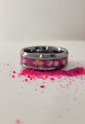 The Pink on Purpose Memorial Ring by Cotton Street Art Company, handmade jewelry detail photo 2
