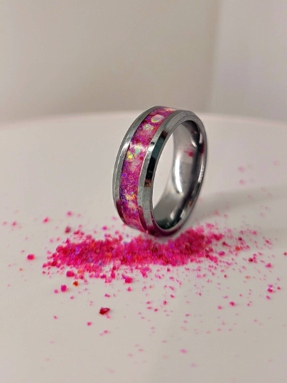 The Pink on Purpose Memorial Ring by Cotton Street Art Company, handmade jewelry detail photo 4