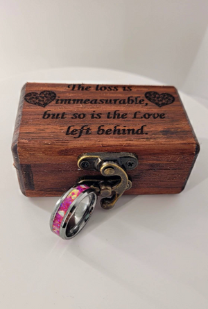 The Pink on Purpose Memorial Ring by Cotton Street Art Company, handmade jewelry detail photo 5