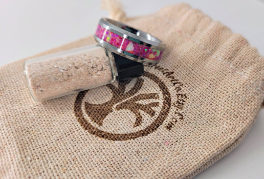 The Pink on Purpose Memorial Ring by Cotton Street Art Company, handmade jewelry detail photo 6